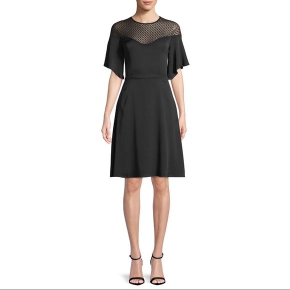 Milly Black Jan Semisheer-Yoke Dress - Picture 1 of 13